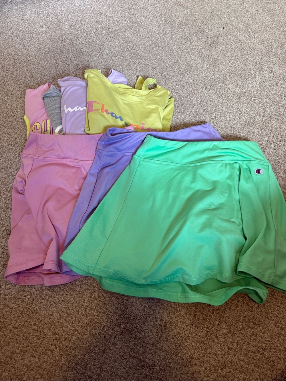 Champion Pastel Active Skorts and Tops in Mint, Lavender, Pink, Yellow
